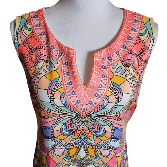 Mandala Paisley Print Sheath Dress Size Small ? Sleeveless Multicolor Boho Work - Picture 2 of 16